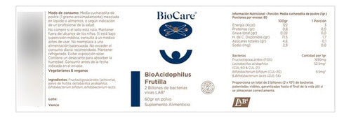 Biocare - Bioacidophilus Probióticos Bebes Frutilla 60gr 