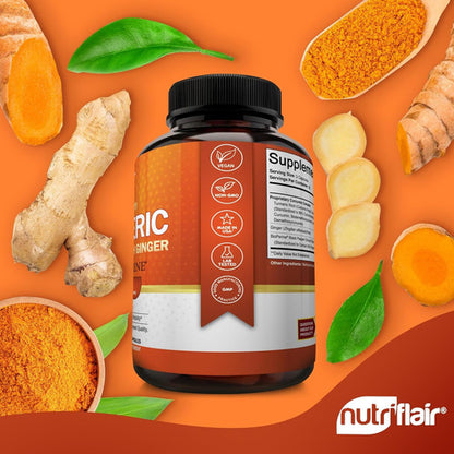 Turmeric Curcumin Ginger 2250mg (180 Cápsulas) Sin Sabor