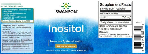 Swanson - Inositol 650mg 100 Cap (sistema Nervioso)