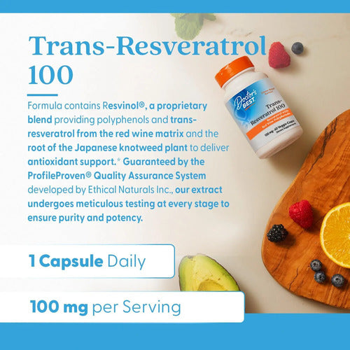 Doctor Best Trans Resveratrol C/ Resvinol 100 Mg 60 Cápsulas Sin Sabor