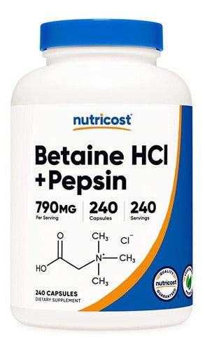 Nutricost - Betaine H C L + Pepsin - 790mg - 240 Capsules