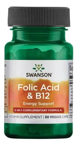 Swanson- Ácido Fólico Y Vitamina B12 30capsulas Sin Sabor