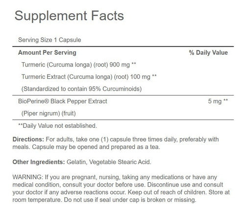 Puritan´s Pride - Turmeric Curcumina 1000mg Bioperina 60caps