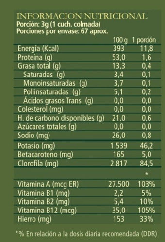 Aquasolar - Chlorella Nature 200g Polvo 100% Orgánico