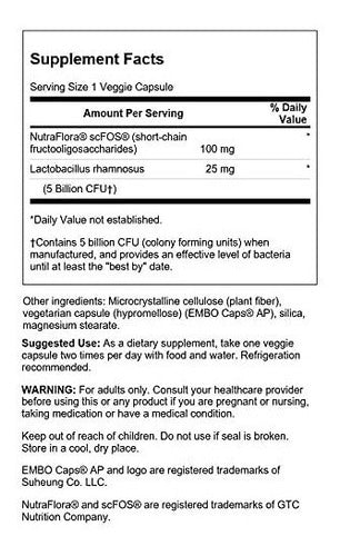 Swanson- Lactobacillus Rhamnosus Con FOS 60 Capsulas