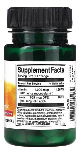 Swanson- B12 Cyanocobalamin 1.000mcg 100lozenges