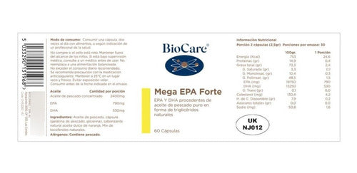 Biocare - Mega Epa Forte - Aceite De Pescado - 60 Cápsulas