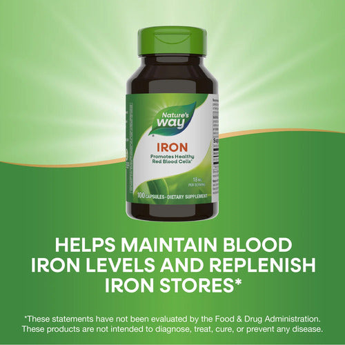 Natures Way - Iron Hierro 18mg 100 Capsulas Sabor Neutro