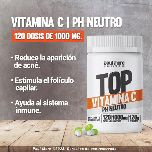 Paul More- Vitamina C PH Neutro - 1000mg 120 Cápsulas