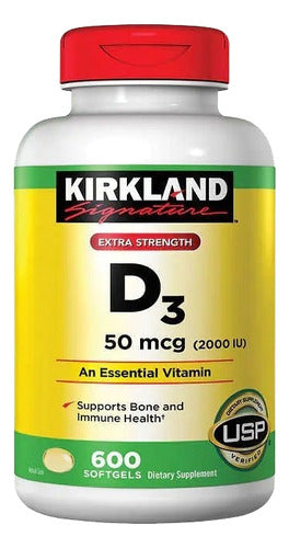 Kirkland- Vitamina D3 2.000 Ui 600 Cápsulas Blandas