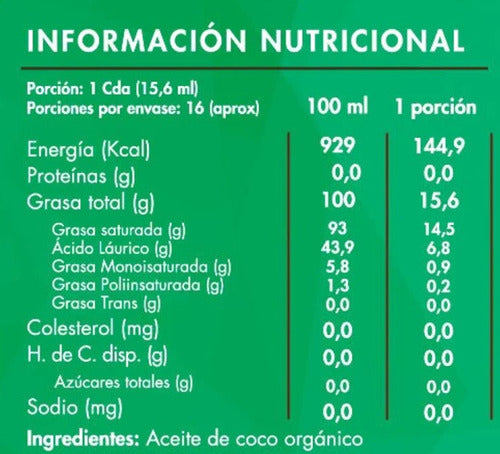 Aceite De Coco Fresco Orgánico Extra Virgen Vegano 250 Ml