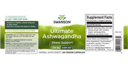 Swanson- Ashwagandha Ultimate Ksm-66 250mg 60capsulas