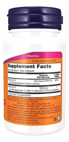 Now Foods - D3 + K2 5000 Ui 60 Caps 