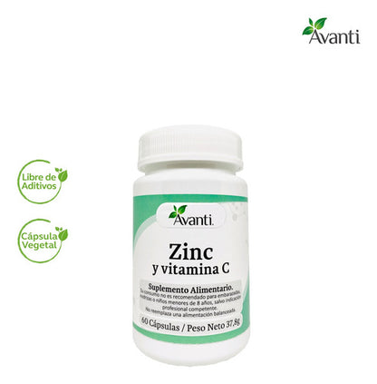 Avanti- Zinc + Vitamina C 60 Cápsulas Vegetales