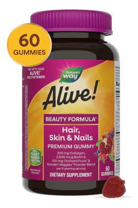 Natures Way - Cabello, Piel Y Uñas Gomitas Premium 60 Caps Fresa