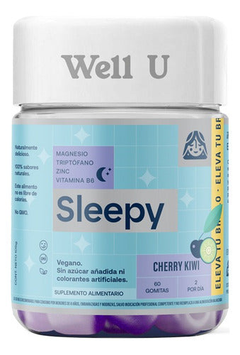 Gomitas Magnesio Sleepy 60 Unid Well U Sabor Cherry Kiwi Sin Azúcar
