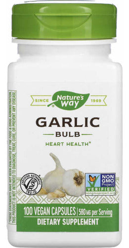 Natures Way - Garlic Bulbo De Ajo 580mg 100 Capsulas Veg N/a Sin Sabor