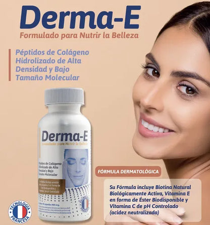 Derma-e Colágeno Hidrolizado, Biotina Activa, Vitamina E, Vitamina C. Vital & Young Belleza Y Piel. Cápsulas. Sin Sabor
