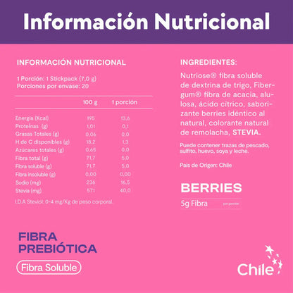 Amazing Care - Fibra Prebiótica Sabor Berries 20 Sticks Berries