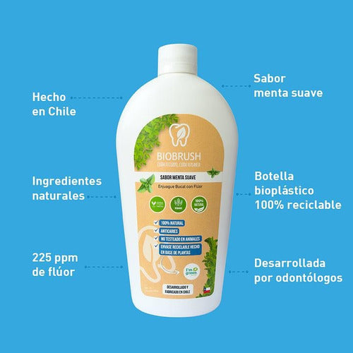 Biobrush-  Enjuague Bucal Sabor Menta 500ml Vegano