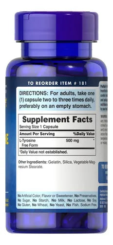 Puritan's Pride - L-tirosina 500 Mg 100 Capsulas N/a