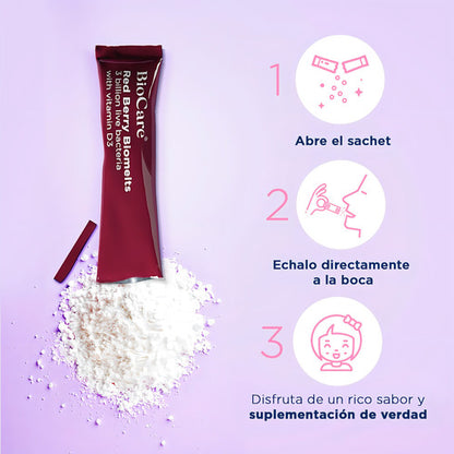 Biocare- Red Berry Biomelts Probióticos Con Vitamina D3 para Niños