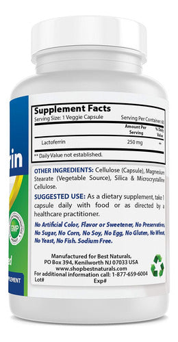 Best Naturals - Lactoferrina 250 Mg 60 Cápsula
