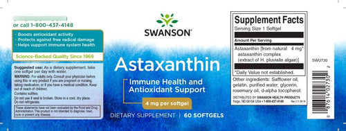 Swanson- Astaxantina 4mg 60 Softgels