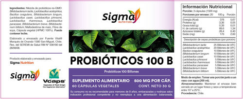 Sigma Nutrition- Probiotico 100billones Salud Digestiva