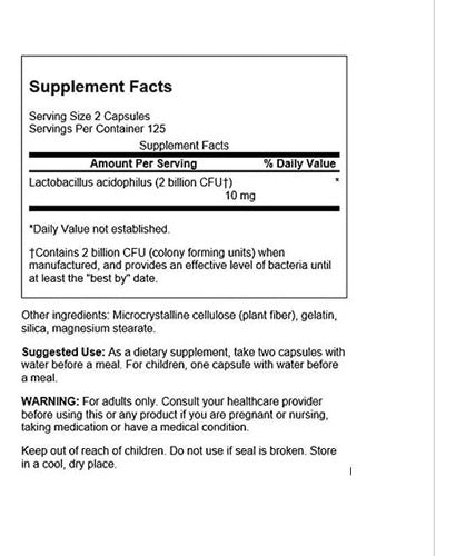 Swanson- Lactobacillus Acidophilus Salud Digestiva 250cápsulas