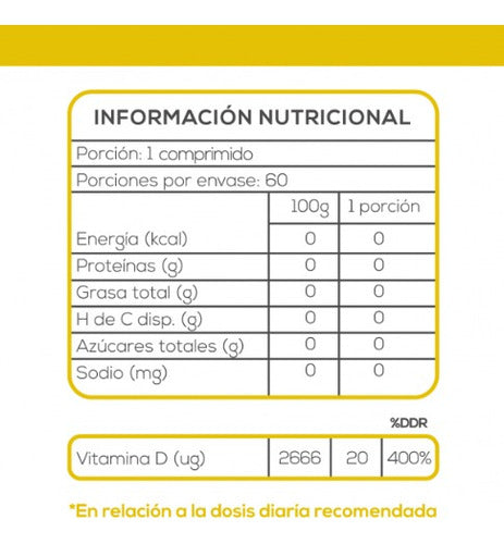 Vitamina D3 800ui, 60 Comprimidos Sabor Neutro