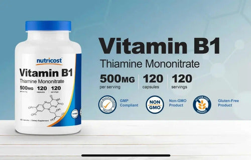 Potente Vitam B1 500 M G Nutricost 120 Tablet Sin Sabor