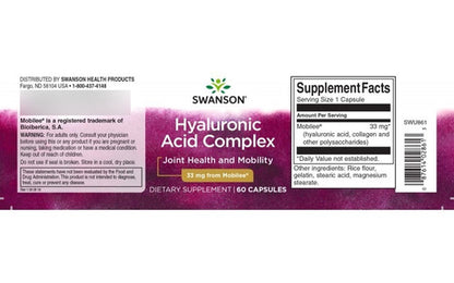 Swanson- Hyaluronic Acid Complex 33 Mg 60 Capsulas