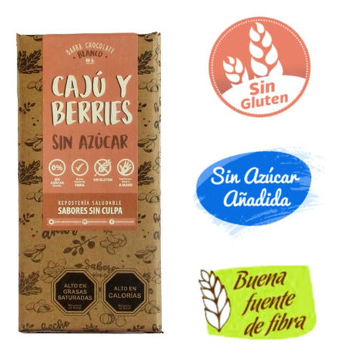 Sabores Sin Culpa , Chocolate Blanco Con Caju Y Berries 80gr