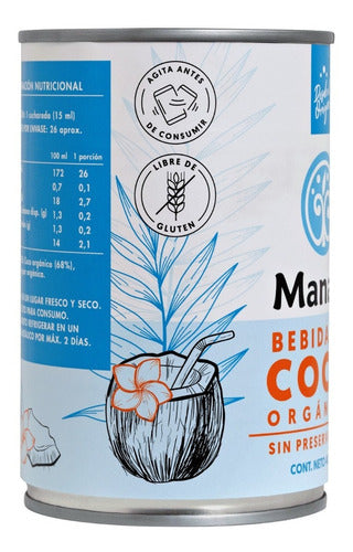 Manare- Leche De Coco Orgánica 400 Ml