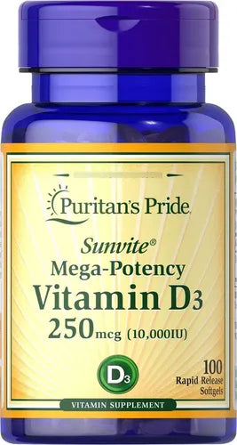 Puritan's Pride - Vitamina D3 250 Mcg 100 Cápsulas Blandas N/a