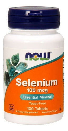 Selenio 100 Mcg Mineral Esencial Now 100 Tabletas Sabor Neutro
