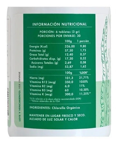 Manare- Chlorella Orgánica 90g 180 tabletas