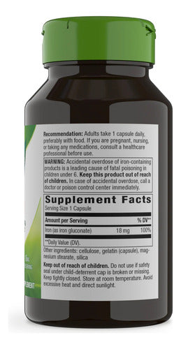 Natures Way - Iron Hierro 18mg 100 Capsulas Sabor Neutro