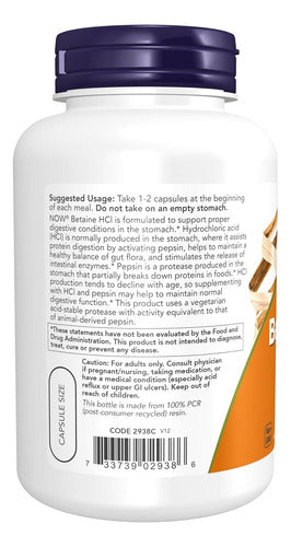 Now - Betaine Hci 648mg, 120capsulas