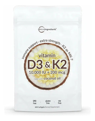 Micro Ingredients - Vitamina D3 & K2 300 Cápsulas N/a