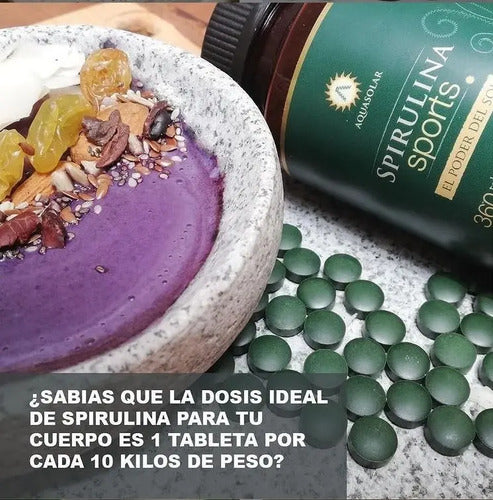 Aquasolar - Spirulina Sports 360 Tabletas 100% Orgánicas  Natural