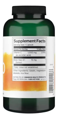Swanson Vitamina C Con Escaramujos 250 Caps Sabor Sin Sabor