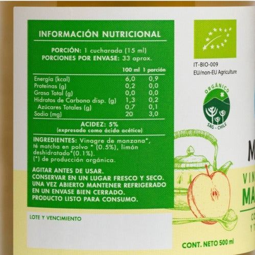Manare- Vinagre De Manzana Con Matcha 500ml