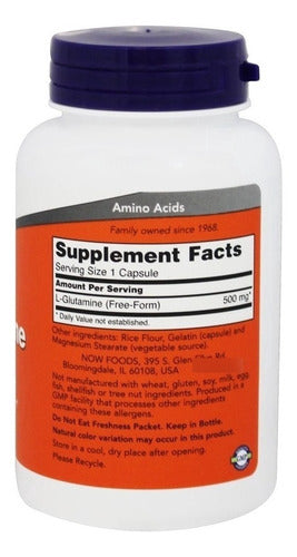 Now - L-glutamina 500 Mg 120 Caps (Recuperación Muscular)