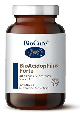 Biocare - Bioacidophilus Forte - 30 Billones, 30 Cápsulas Sin Sabor