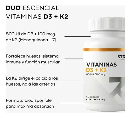 Strive  Nutrition- Vitamina D3 + K2 60 capsulas 