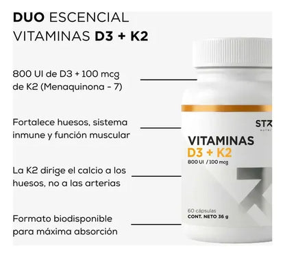 Strive  Nutrition- Vitamina D3 + K2 60 capsulas 