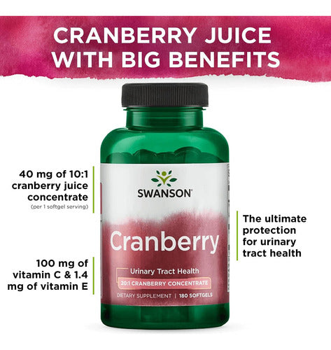 Swanson- Cranberry Concentrado  Salud Tracto Urinario 180 softgels