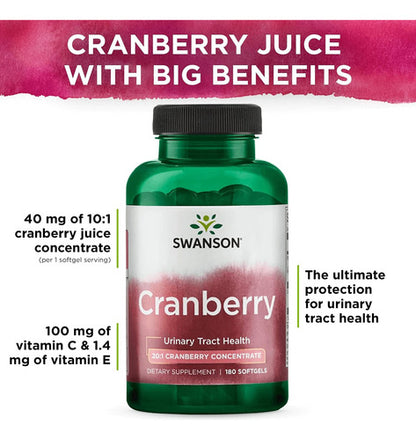 Swanson- Cranberry Concentrado  Salud Tracto Urinario 180 softgels